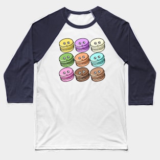 Kawaii smiling macarons in pastel colors Baseball T-Shirt